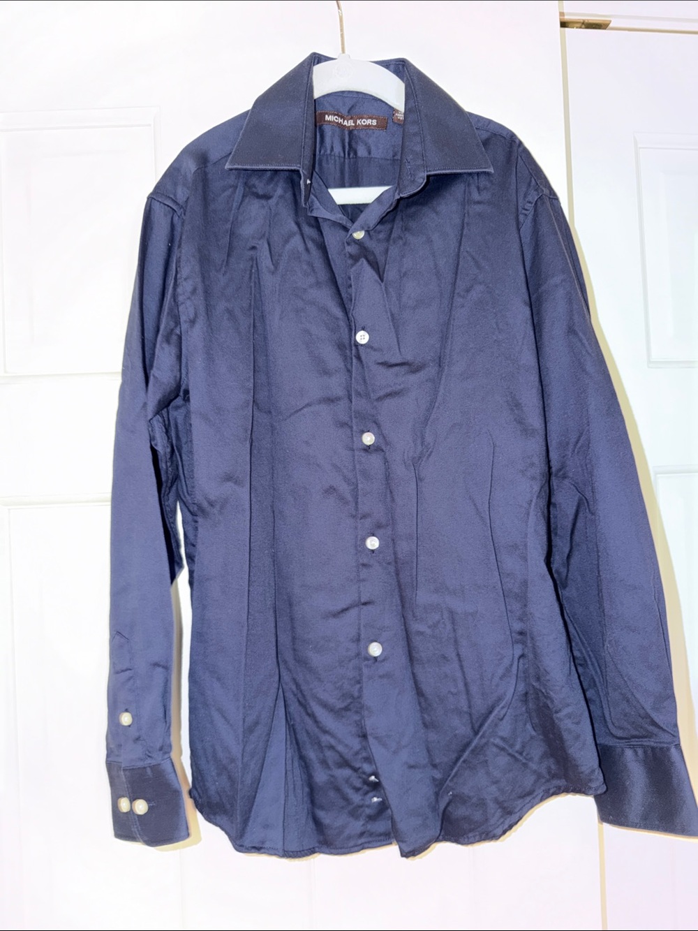 Michael Kors Boys Dark Navy Button-Up Dress Shirt